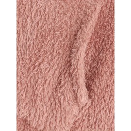 Cat & Butterfly Print Teddy Hoodie, Casual Long Sleeve Kangaroo Pocket Hoodie Sweatshirt, Women's Clothing