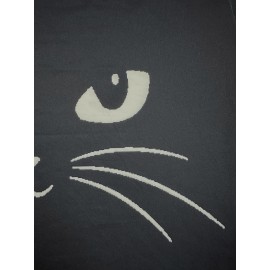 Cat Print Crew Neck Baggy Dress, Casual Long Sleeve Pocket Dress For Spring & Fall, Women's Clothing