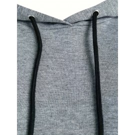 Drawstring Hooded Dress, Casual Long Sleeve Solid Dress, Women's Clothing